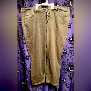 Olive drab demon capri with button fly by Torrid